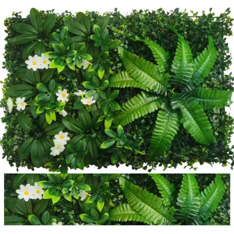 Künstliche grüne Wand, künstliche Hecke, UV-geschützter Sichtschutzzaun, künstliche Vegetationskulisse, 60 cm x 40 cm