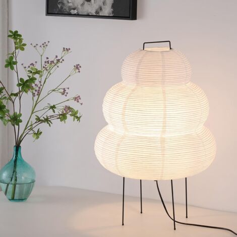 Dreifarbige Schneemann-Tischlampe, Retro-Tischlampe aus Reispapier, europäischer Standard, E27-Fassung, 60 x 40 cm