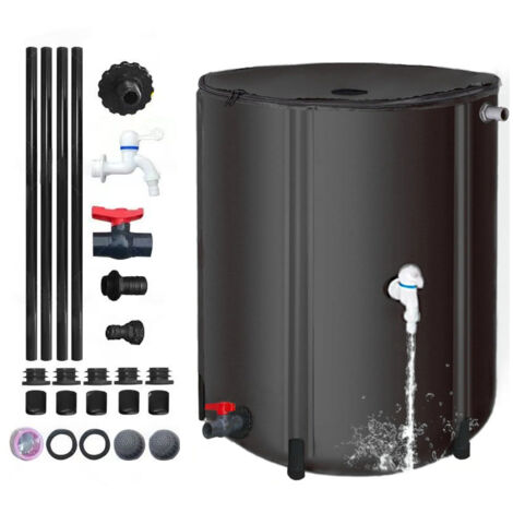 Faltbarer Wassereimer, 100 l, tragbarer PVC-Wasserspeichertank mit Wasserhahn, UV-beständig, für Rasen und Garten (Schwarz)