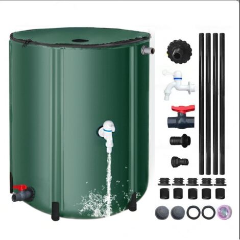 Faltbarer Regenwassereimer, 50 l, Regenwassersammeltank mit Wasserhahn, auslaufsicher, zum Bewässern von Garten und Landwirtschaft, Grün