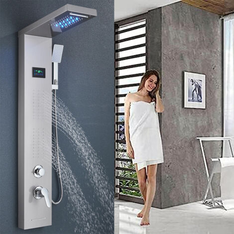 BOMCLAP Duschpaneelsysteme, LED-Regen- und Wasserfallmassagedüsen, Duschsäulen mit Edelstahl-Badewannenauslauf
