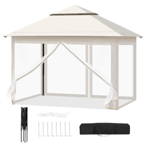 Faltbarer Pavillon (3 m x 3 m), Gartenmarkise mit Moskitonetz, Höhenverstellbare Pergola, UV-Schutz inklusive Tragetasche (1/5)