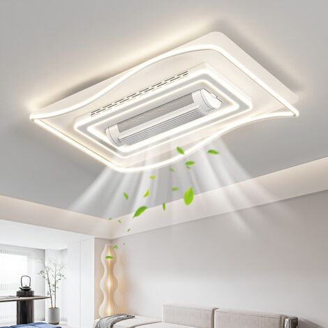 Großer, blattloser Deckenventilator mit Lampe, moderne 150-W-LED-Deckenleuchte mit Ventilator und Fernbedienung, 3 Farbtemperaturen, 105 cm x 65 cm