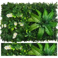 Künstliche grüne Wand, künstliche Hecke, UV-geschützter Sichtschutzzaun, künstliche Vegetationskulisse, 60 cm x 40 cm