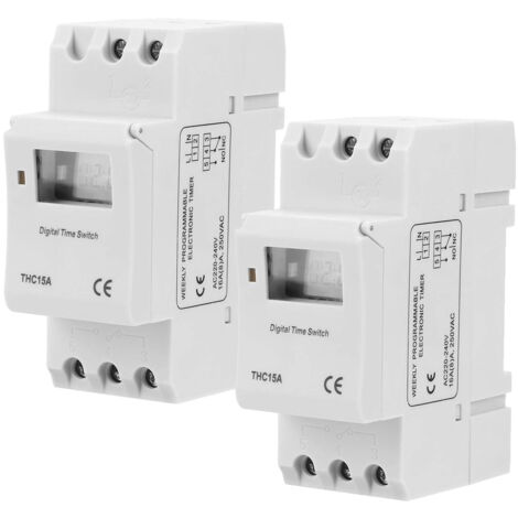 2er Pack Digitaler Wochenprogramm-Timer 16A – THC15A Digitaler Schalter 220-240V, Programmierbare Steuerung, DIN-Schiene (1/5)