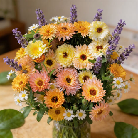 Kräuter- und Blumensamen Mischung – Lavendel, Kamille, Ringelblume (4500 Samen), Nicht-GVO, Natürlicher Duft, Garten und Terrasse