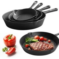 Cast Iron Pfanne Set 4 Stück Induktion geeignet gleichmäßige Hitze