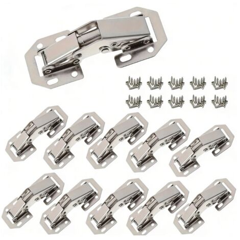 Paquete de 20 bisagras de rana de 3 pulgadas sin perforación, con tornillos, bisagras amortiguadoras para armarios y closets, herrajes de mueble sin ranurar para el hogar (1/5)