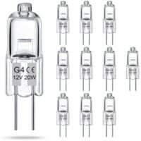Paquete de 10 bombillas halógenas de baja tensión G4 transparentes, 12V 20W, regulables, de larga duración, con dos pines, para lámparas de cristal y difusores de aromaterapia