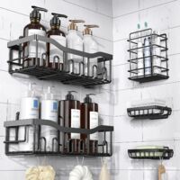 5er Pack selbstklebende Edelstahl-Duschregale – Rostfreier Badezimmer-Organizer, große Kapazität, bohrfreie Montage für Duschaufbewahrung