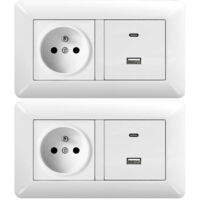2er Set Steckdose mit USB C – Unterputz Wandsteckdose Haus Büro