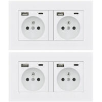 2er Set Steckdose mit USB und USB C 16A 240V – Wandsteckdose Unterputz