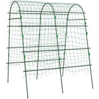 Gestell für Kletterpflanzen, verstellbarer Stützrahmen für Kletterpflanzen, Gitter für Pflanzen, Stahlrahmen grün, 144 x 167 x 206 cm, für Garten und Balkon