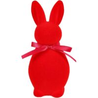 Ostern Innen Dekoration – Set mit Hasen und Zubehör für Frühjahrs-Tischdekoration, 20x9x8,5cm, Rot