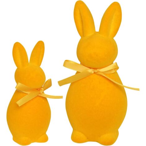 Ostern Hase Figuren – Set mit 2 modernen Tischdekorationen für Innenbereich, Größe 20cm & 14cm, Gelb (1/5)