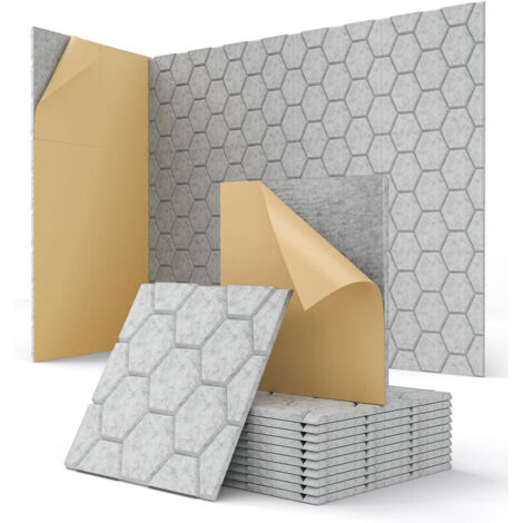 Set mit 12 selbstklebenden Akustikpaneelen, 30×30×0,9 cm, hochdichtes Akustikmaterial, ideal für Büro und Studio (1/5)