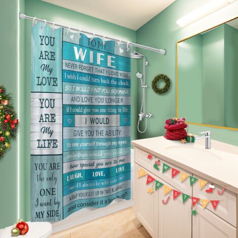 Rideau de douche en polyester 180x180 avec 12 œillets rideau étanche pour baignoire d’angle (1/5)