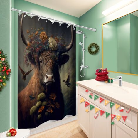 Rideau de douche tissu polyester 180x180 Élégant housse de baignoire pour famille nombreuse (1/5)