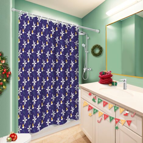 Rideau de bain en polyester 180x180 robuste rideau séchage rapide pour avec accessoires assortis (1/5)