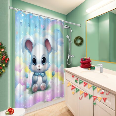 Kit rideau de douche en polyester 180x180 résistant bâche de douche pour optimiser un petit espace (1/5)