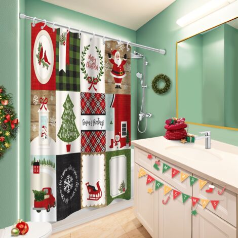 Rideau de bain imprimé polyester 180x180 avec motif housse de baignoire pour famille nombreuse (1/5)
