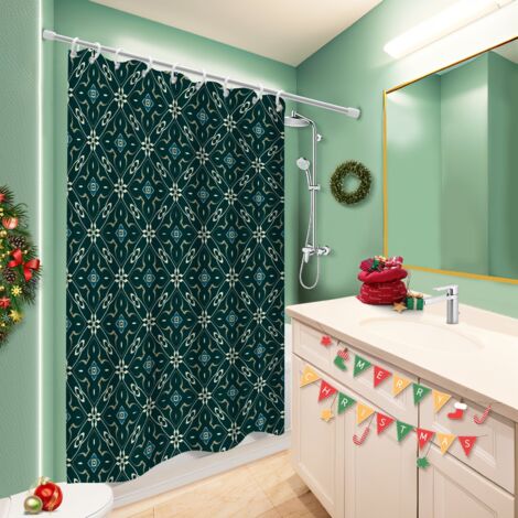 Kit rideau de douche en polyester 180x180 infroissable rideau séchage rapide pour salle d’eau sans fenêtre (1/5)