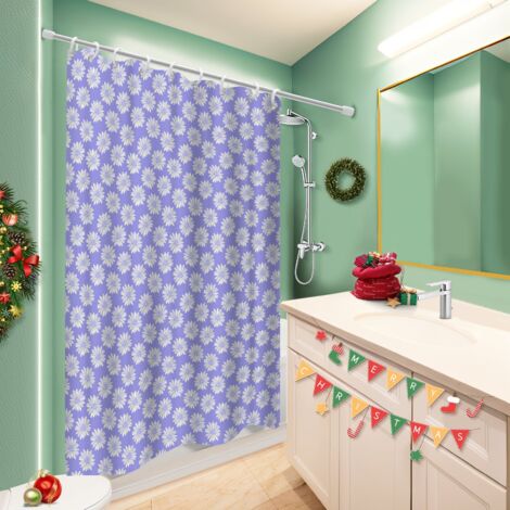 Ensemble rideau de douche polyester avec anneaux 180x180 robuste rideau étanche pour optimiser un petit espace (1/5)