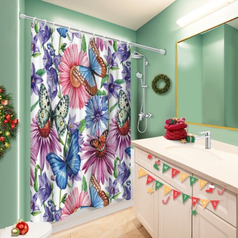 Rideau de douche tissu polyester 180x180 tissu respirant voile de douche pour un relooking rapide de sa salle de bain (1/5)