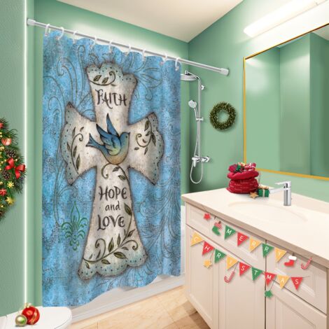 Rideau de douche tissu polyester 180x180 original polyester pour salle de bain pour nouvelle déco pour la rentrée (1/5)