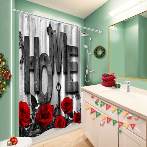Rideau de douche tissu polyester 180x180 avec anneaux bâche polyester douche pour accueillir l’été dans sa maison (1/5)