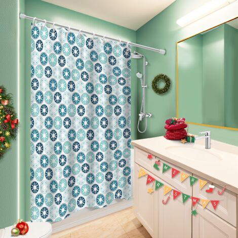 Ensemble rideau de douche polyester avec anneaux 180x180 décoratif cache baignoire pour cacher un carrelage un peu vieillot (1/5)