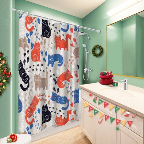 Rideau de douche tissu polyester 180x180 lavable rideau étanche pour cabine de douche (1/5)