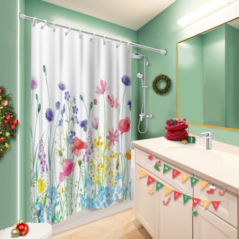 Voile de douche fluide en polyester 180x180 Élégant séparation douche pour votre chalet à la montagne (1/5)