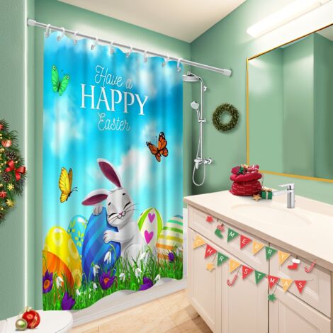 Rideau de douche tissu polyester 180x180 décoratif protection douche pour dans une salle de bain design (1/5)