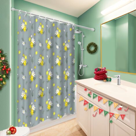 Rideau de douche en polyester 180x180 robuste rideau étanche pour salle de bain avec baignoire (1/5)