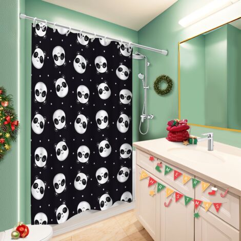 Ensemble rideau de douche polyester avec anneaux 180x180 esthétique rideau séchage rapide pour loft industriel (1/5)