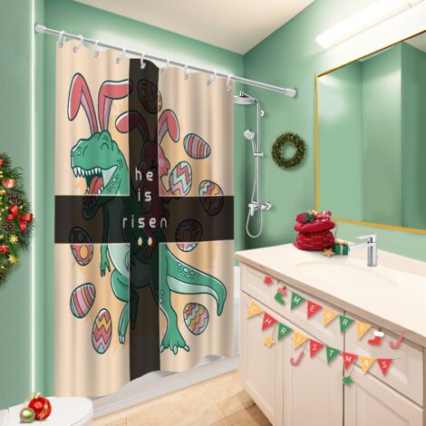 Voile de douche fluide en polyester 180x180 poids aux ourlets voile de douche pour dans une salle de bain design (1/5)