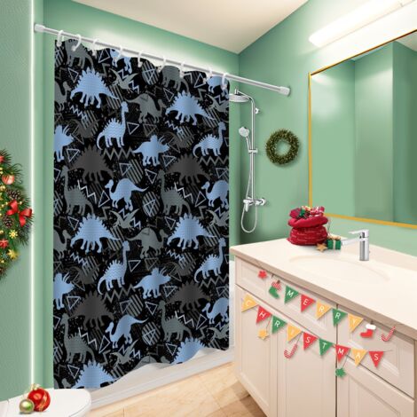 Ensemble rideau de douche polyester avec anneaux 180x180 naturel rideau séchage rapide pour salle de bain moderne (1/5)