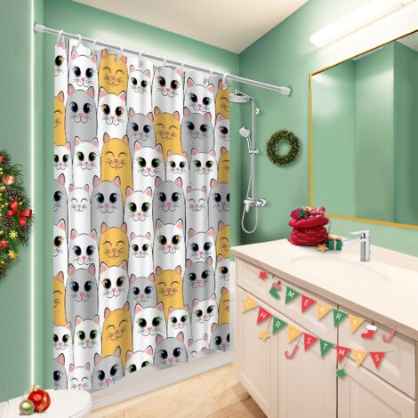 Voile de douche fluide en polyester 180x180 lavable rideau imperméable pour personne à mobilité réduite (1/5)