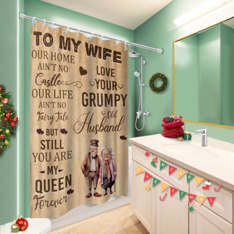 Rideau de douche en polyester 180x180 montage sans perçage polyester pour salle de bain pour famille nombreuse (1/5)