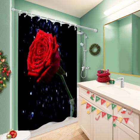 Kit rideau de douche en polyester 180x180 avec motif rideau séchage rapide pour jeune couple emménageant (1/5)