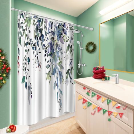 Rideau de douche en polyester 180x180 souple et fluide protection douche pour les fêtes de fin d’année (1/5)