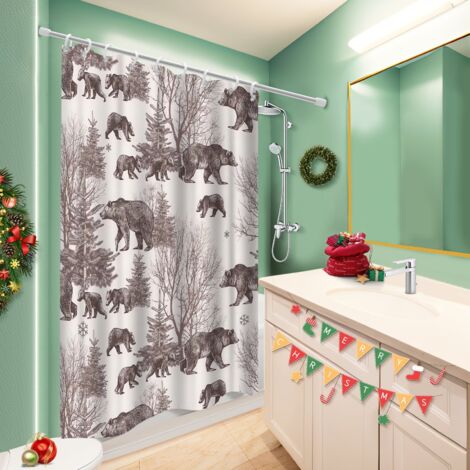 Rideau de douche en polyester 180x180 avec 12 œillets bâche de douche pour hôtel / airbnb (1/5)
