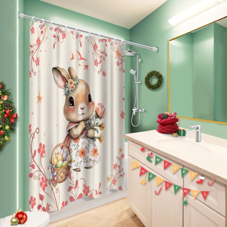 Rideau de douche tissu polyester 180x180 infroissable rideau séchage rapide pour mobi (1/5)