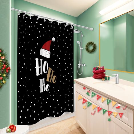 Rideau de bain en polyester 180x180 bordure lestée housse de baignoire pour les fêtes de fin d’année (1/5)