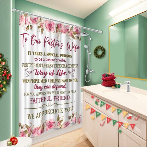 Ensemble rideau de douche polyester avec anneaux 180x180 poids aux ourlets rideau séchage rapide pour jeune couple emménageant (1/5)