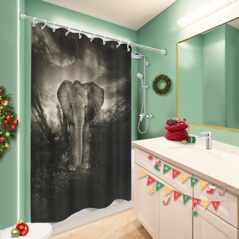 Ensemble rideau de douche polyester avec anneaux 180x180 cocooning bâche polyester douche pour une déco moderne (1/5)