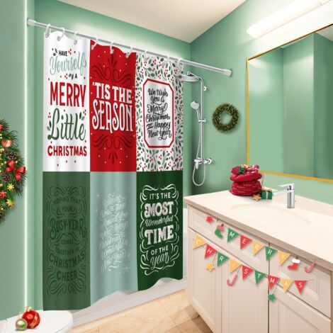 Ensemble rideau de douche polyester avec anneaux 180x180 avec œillets protection douche pour salle de bain (1/5)