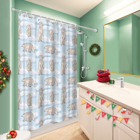 Kit rideau de douche en polyester 180x180 avec 12 œillets polyester pour salle de bain pour cabine de douche (1/5)