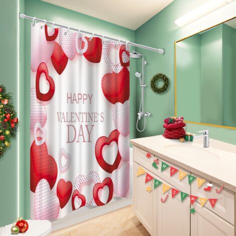 Rideau de douche tissu polyester 180x180 avec anneaux séparation douche pour décoration salle de bain (1/5)